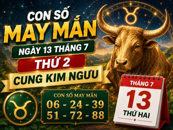 Con số may mắn ngày 13 tháng 7 thứ 2 cung Kim Ngưu